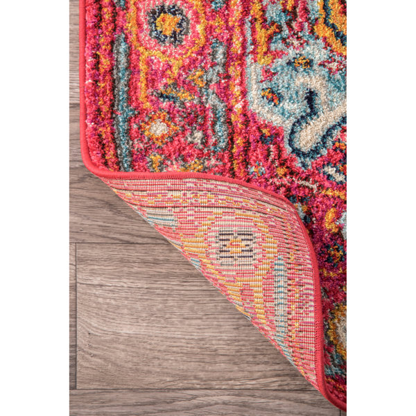 Bungalow Rose Daria Performance Pink/Red/Blue Rug & Reviews Wayfair